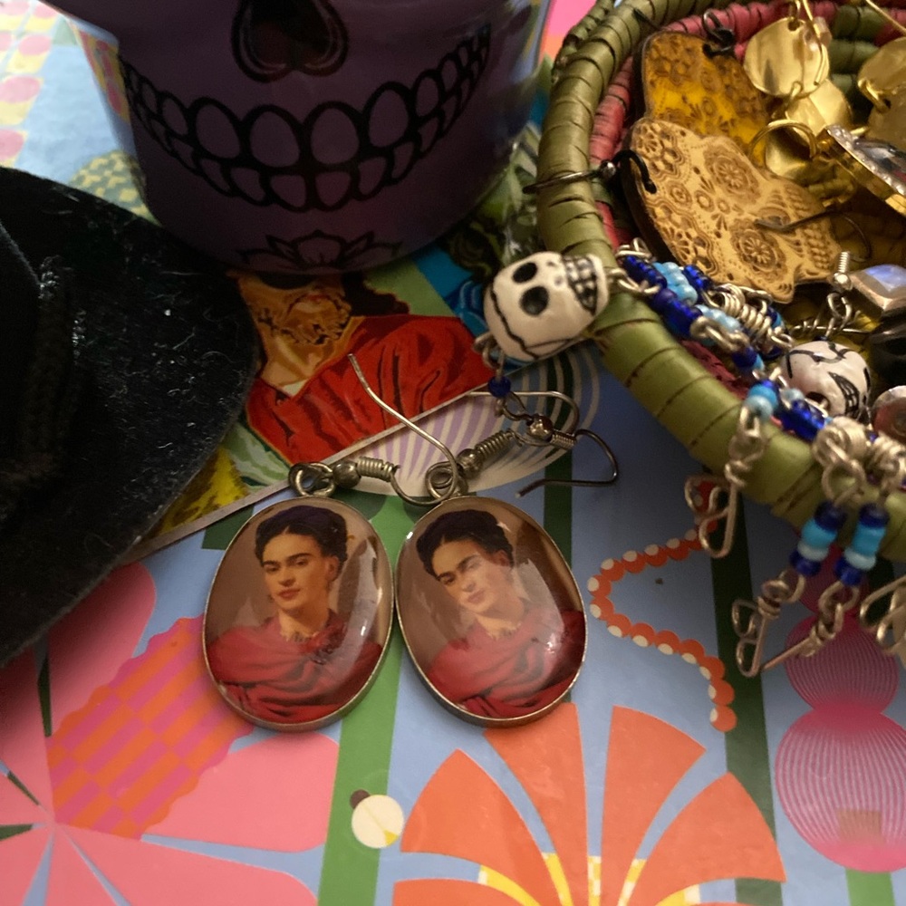 Frida Kahlo Pink Earrings
